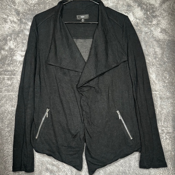 Mossimo Women’s Black Jacket Cardigan Size M Draped Front Long Sleeve Pockets - Picture 1 of 7